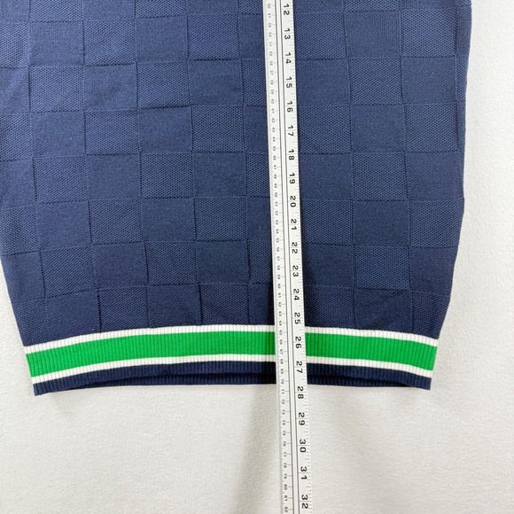 Adidas V Neck Sweater Golf Club Size M Mens Indigo/Green Preppy Knit JN9736, NWT - Picture 8 of 8